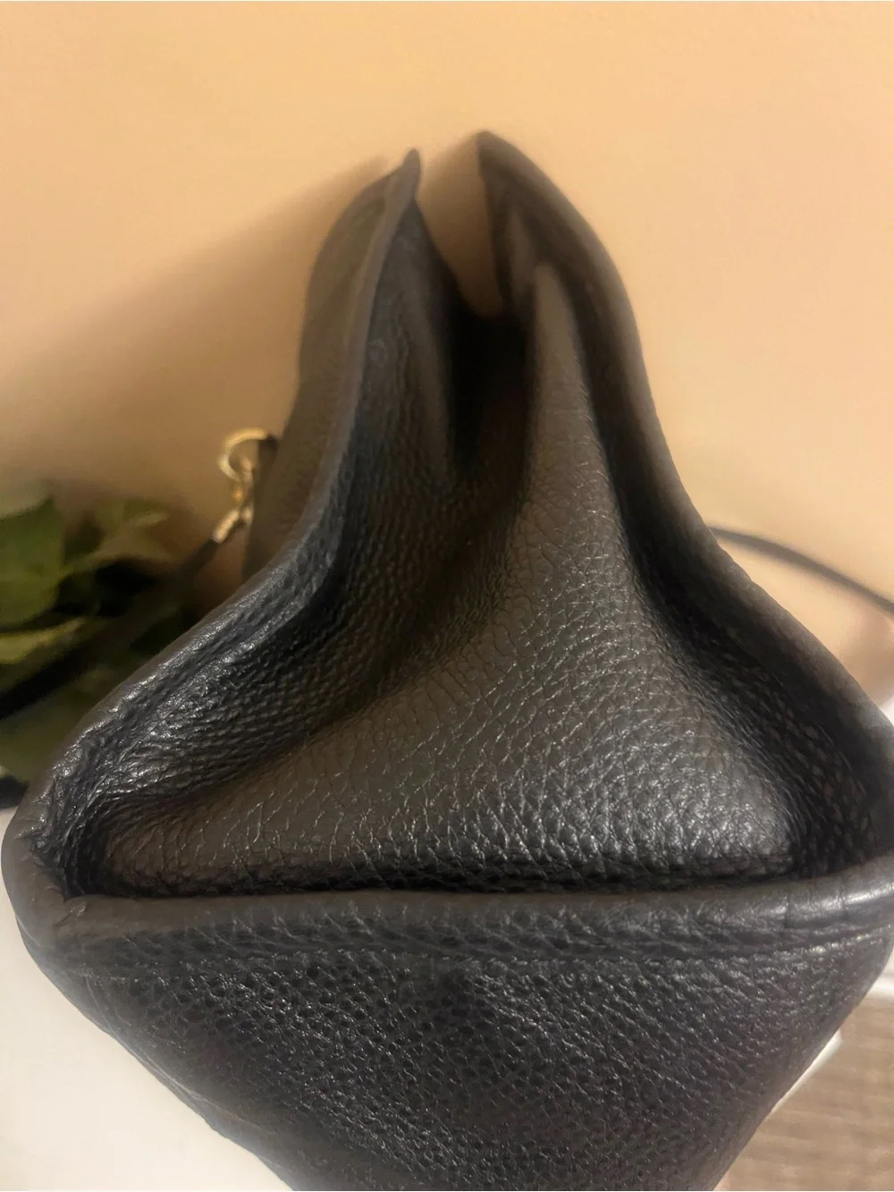 Tory Burch Black Pebbled Leather Tote with Gold Logo Hardware